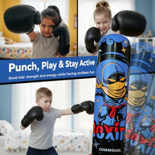 Load image into Gallery viewer, COMMOUDS 67inch Punching Bag for Kids, Inflatable Kids Boxing Set with Gloves, Fast Rebound Punching Bag for Practicing Karate, Taekwondo, MMA, Christmas/Birthday Gift for Boys Girls, Ages 6-14 (Blue)