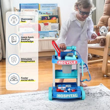 Load image into Gallery viewer, Liberry Doctor Kit for Toddlers Ages 3 4 5, Pretend Kids Doctor Playset with Cart, Costume and Stethoscope, Role Play Medical Toys Birthday Gift for Girls Boys (Green)