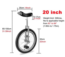 Load image into Gallery viewer, 20 Inch Wheel Outdoor Unicycle for Adults Beginner, Skidproof Butyl Mountain Tire & Height Adjustable Seat, Load-Bearing 300lbs (Blue)