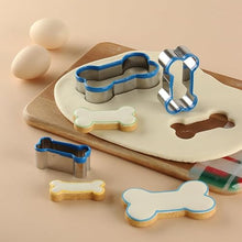 Load image into Gallery viewer, Dog Bone Cookie Cutters Set of 3, Bone Shapes Cookie Cutter, Biscuit Dog Treat Cookie Cutter Set for Homemade (Blue Is Visible & Friendly For Your Pup/Doggy)