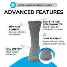 Load image into Gallery viewer, Doctor's Choice Diabetic Socks for Women, Non Binding Extra Wide Crew, Seamless Toe, Loose Fit, Cushioned Support, Neuropathy Relief, Wide Toe Box, Swollen Feet, 4 Pairs 10-13, Large (Light Grey)
