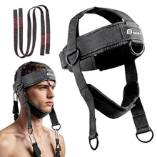 Load image into Gallery viewer, Neck Harness Weight Lifting, Neck Trainer Exerciser Equipment with Adjustable Heavy Duty Steel Chin Straps for Neck Strength and Pain Relief, Portable Head Harness for Weight Lifting,Home and Gym Use