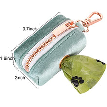 Load image into Gallery viewer, ARING PET Dog Waste Bag Dispenser, Velvet Green Doggy Poop Bags Holders Attach to Any Leashes, Portable Washable Pet Waste Pouch Dispenser with Metal Zipper