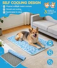 Load image into Gallery viewer, YAOGEG Upgraded Dog Cooling Mat for Dogs& Cats,Ice Silk Self Cooling Mat for Dogs(Q-Max>0.5),Washable Breathable Non-Slip Summer Dog Bed Mats for Crate Car Sofa Indoor Outdoor,Light Blue 29.1×18.5in