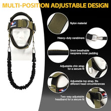 Load image into Gallery viewer, Fitness Neck Head Harness Trainer, Adjustable Chin Strap and Head Harness Strength with 30 Lb Resistance Bands, Neoprene Neck Exerciser for Weight Lifting, Home and Gym Use, Green
