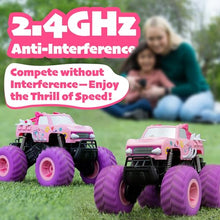 Load image into Gallery viewer, Threeking 1:16 Waterproof Pink RC Monster Truck Toys Amphibious Remote Control Car Pickup