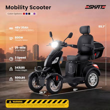 Load image into Gallery viewer, Super Large Electric 4 Wheel Mobility Scooters, Heavy Duty 800W Wheelchair Device, 25 Miles Long Range, All Terrain Mobility Scooter,Speed Adjust, Remote Key,Receive Ready to Ride (Black)