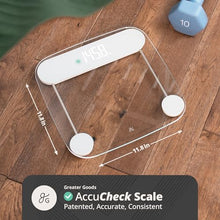 Load image into Gallery viewer, Greater Goods AccuCheck Digital Scale for Body Weight - Accurate Digital Bathroom Scale with High-Precision Sensors, Large Easy-to-Read Backlit Display, 400 lb Capacity, Auto Step-On (Clear)