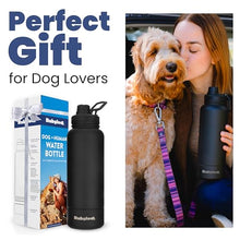 Load image into Gallery viewer, Dog Water Bottle for Dog Lovers - 32 oz Stainless Steel Double Wall Insulated Water Bottle with 8 oz Detachable Bowl on Bottom for Doggy Mom & Dad for Hiking, Walks, Travel - Black
