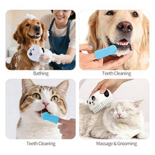 Load image into Gallery viewer, 3PCS Pet Grooming Kit – Dog Bath Brush with Soap Dispenser & 2 Finger Toothbrushes | Silicone Dog Shampoo Brush for Small Medium Large Dogs, Soft Deshedding Massage Brush for Puppy & Cats