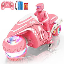 Load image into Gallery viewer, RC Motorcycle Toy with RGB Wheels Light, 360° Rotation High Speed Remote Control Dirt Bike with Rider