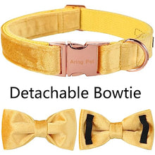 Load image into Gallery viewer, ARING PET Bowtie Dog Collar-Velvet Dog Collars with Detachable Bowtie, Adorable&Soft Yellow Dog Collar.