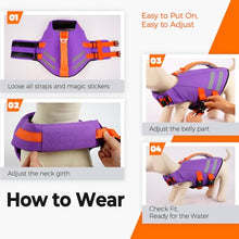 Load image into Gallery viewer, LeLePet Dog Life Jacket, High Flotation Swim Vest for Dogs M Purple