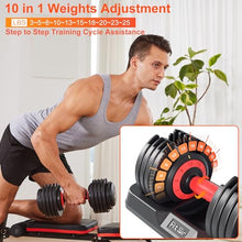Load image into Gallery viewer, Fit Sir Adjustable Dumbbell Set, 10-in-1 25LB Ajustable Dumbbells with Safe Locking System, Enclosed Storage Tray, 1 Sec Fast Adjustment, Comfortable Non-Slip Textured Grip, Suitable for Home Gym Workouts Men and Women