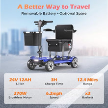 Load image into Gallery viewer, Lightweight Mobility Scooter for Adults & Seniors - Cruise & Airport Approved, 43lb Foldable Portable Motorized Scooters with Removable Lithium Battery for 12.4 Miles Travel, 300lb Capacity, Blue