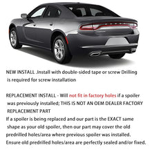 Load image into Gallery viewer, STSEV01 Rear Wickerbill Spoiler Wing Fit for Dodge Charger SE/SXT/SRT/GT/RT/Daytona/Scat Pack 2011-2023, Glossy Black Hellcat Style Spoiler + Smoked Wicker Bill Exterior Accessories