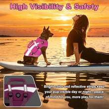 Load image into Gallery viewer, Dogcheer Dog Life Vest High Buoyancy Safety Jacket with Rescue Handle, Dog Swim Vest with Zipper, Reflective Adjustable Dog Flotation Vest for Water Swimming Boating - Pink, M