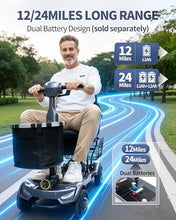 Load image into Gallery viewer, Ecomobi Light Weight Mobility Scooter for Seniors & Adults, 12–30 Mile Range, Foldable Airline Approved Portable 4 Wheel Motorized Scooter with Removable Lithium Battery, 300 lb Capacity, MS01F Gray