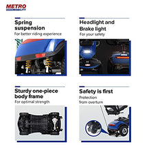 Load image into Gallery viewer, Metro Mobility 4 Wheel Powered Mobility Scooter for Seniors - 300 lbs Capacity Electric Mobility Scooter for Adults - Long Range Power Extended Battery with Thickened Seat and USB Charging Port - Blue