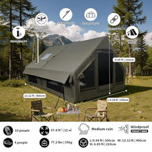 Load image into Gallery viewer, Qeroo® Luxury Inflatable Camping Tent,Wind & Rain Resistant,Breathable & Durable Wear-Resistant Fabric,Built-in Stove Jack,Fast Setup with Pump,All-Season Ready,Dual Doors,Mosquito-Proof Mesh Windows