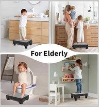 Load image into Gallery viewer, LIFTOZA 5-Level Adjustable Step Stool, 700 LBS Capacity Safety Bed Step for Seniors, Exercise Setp Platform, Portable Stair Assist for Elderly, Wide Step up for Kitchen, Car, Bedside & Shower, Grey