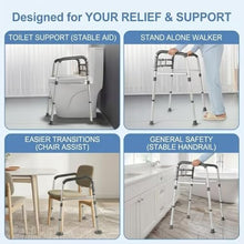 Load image into Gallery viewer, TABEKE Toilet Safety Rails for Seniors, Adjustable Height & Width Toilet Safety Frames with Handles, Foldable Toilet Rails for Disabled Elderly Fit Most Toilets (w. Suction Cups)