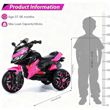 Load image into Gallery viewer, 3-Wheel Ride-On Toy Motorbike with Lighting Wheels, Music Player (Connect with Phone) and Hand Drive (Pink)