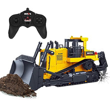 Load image into Gallery viewer, Bulldozer, 11 Channel Full Functional Dozer Vehicle, 360° Rotating RC Dozer with Metal Parts & Rubber Tracks, Remote Control Bulldozers with Lights & Sound, RC Construction Vehicles for Adults