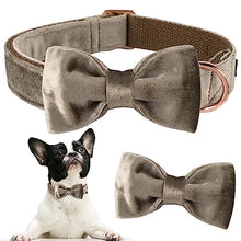 Load image into Gallery viewer, ARING PET Bowtie Dog Collar,Velvet Dog Collars with Detachable Bowtie, Adjustable Bow Tie Collar for Girl and Boy Dogs.
