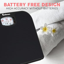 Load image into Gallery viewer, Adamson A21 Analog Scales for Body Weight - Up to 300 LB - New - Anti-Skid Rubber Surface - Large Numbers - Analog Bathroom Scale - Affordable - Durable with 20-Year Assurance - Full Black