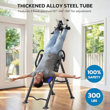 Load image into Gallery viewer, YOLEO Gravity Inversion Table for Back Pain Relief 2026 New Inversion Table w/Heat and Massage Lumbar Pad Back Stretcher Machine 300 lbs