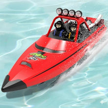 Load image into Gallery viewer, SVERTIBO RC Boat W/ 2.4GHz Remote Control, 2 Rechargeable Batteries & LED Lights for Pool (Red)