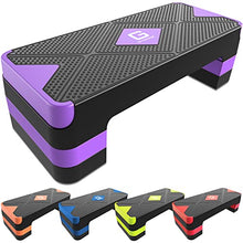 Load image into Gallery viewer, GYMMAGE Aerobic Exercise Stepper - Adjustable Workout Platform, 26.5" Step Deck with 4", 6", 8" Height Risers, Women's Home Gym Cardio Fitness