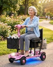 Load image into Gallery viewer, Ecomobi Light Weight Mobility Scooter for Seniors & Adults, 12–30 Mile Range, Foldable Airline Approved Portable 4 Wheel Motorized Scooter with Removable Lithium Battery, 300 lb Capacity, MS01F Pink