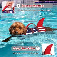 Load image into Gallery viewer, Dogcheer Harness-Style Dog Life Jacket Shark, Reflective American Flag Dog Life Vest for Swimming Boating, High Buoyancy Pet Swim Vest for Small Medium Large Dogs - USA Flag, S