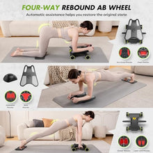 Load image into Gallery viewer, Ab Roller with Elbow Support, Ab Roller Board Core Workout Machine with 4 Wheels, Mini Pilates Reformer Equipment