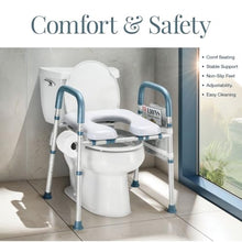 Load image into Gallery viewer, Toilet Seat Risers For Seniors Width and Height Adjustable Raised Toilet Seat With handles for Elderly