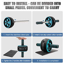 Load image into Gallery viewer, Ab Roller Wheel, 10-In-1 Ab Exercise Wheels Kit with Resistance Bands, Knee Mat, Jump Rope, Push-Up Bar (Blue)