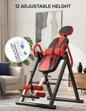 Load image into Gallery viewer, YOLEO Gravity Heavy Duty Inversion Table with Headrest & Adjustable Protective Belt Back Stretcher Machine for Pain Relief Therapy (Red02)