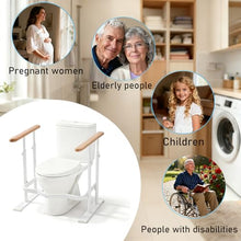 Load image into Gallery viewer, PXNTLA Toilet Safety Rails for Seniors - Toilet Safety Frame with Dual Pillars, Waterproof Nighttime Reflective Base, 3-Speed Height Adjustment (White, Double Pillar)