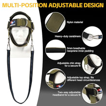 Load image into Gallery viewer, Fitness Neck Head Harness Trainer, Adjustable Chin Strap and Head Harness Strength with Nylon Tether, Neoprene Neck Exerciser for Weight Lifting, Home and Gym Use, Green