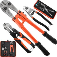 Load image into Gallery viewer, 3Pcs Bolt Cutter Set with 14" Heavy Duty Bolt Cutter,8" Mini Bolt Cutter,8" Wire Rope Cutter & Storage Bag for Cutting Locks,Padlocks,Chains,Steel Cable,Barbed Wire,Iron Rod,Metal,Fence