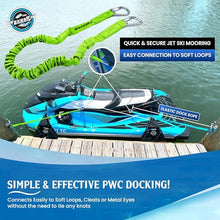 Load image into Gallery viewer, DockingPal™ - Premium Flat Bungee Dock Lines for Boats (Neon Green) | Elastic Boat Dock Rope with Stainless Steel Carabiners | Stretches from 3' to 5' | Absorbs Shocks Prevent Damage to Jet Ski & PWC