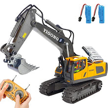 Load image into Gallery viewer, Mscredse Remote Control Excavator 11 , 1/20 Scale 2.4Ghz Construction Vehicles with Metal Shovel Yellow