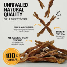 Load image into Gallery viewer, Dog Chits Beef Tendons for Dogs & Puppies - High Protein, Low Fat - All Natural Beef Tendon Chew - Chewy, Digestible, Long Lasting Training Reward Treats - Great for Healthy Joints - 7-9 inch, 6 pk