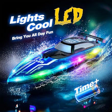 Load image into Gallery viewer, JOI MEW RC Boat for Kids with LED Lights, 2.4Ghz Remote Control Racing Boats for Ages 8-12,Toy Water Boat for Pools & Lakes