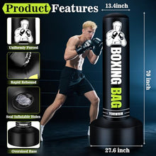 Load image into Gallery viewer, Freestanding Punching Bag for Adults Teens, 70'' Heavy Boxing Bag with Stand with Gloves, Pump and Jump Rope, Women Men Standing Kickboxing Bag for MMA Training Muay Thai Fitness Karate Home Gym
