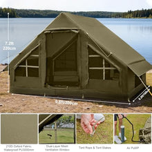 Load image into Gallery viewer, Inflatable Tents for Camping, 4-6 Person Easy Blow Up Tent with Hand Pump,4 Seasons Waterproof Air Inflatable Camping Tent House for Family Weekend Camping,Green
