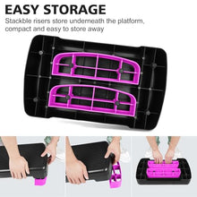 Load image into Gallery viewer, MIIUDGIG 18'' Adjustable Aerobic Step Platform, Adjustable Fitness 4-6in Exercise Stepper Workout with 2 Risers, Aerobics Stepper Workout Stepper for Home Gym Cardio Strength & Training (Purple)