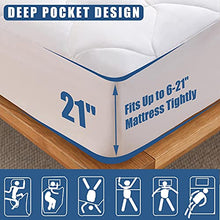 Load image into Gallery viewer, Cal King Size Quilted Fitted Mattress Pad, Waterproof Breathable Cooling Mattress Protector, Stretches up to 21 Inches Deep Pocket Hollow Cotton Alternative Filling Noiseless Mattress Cover